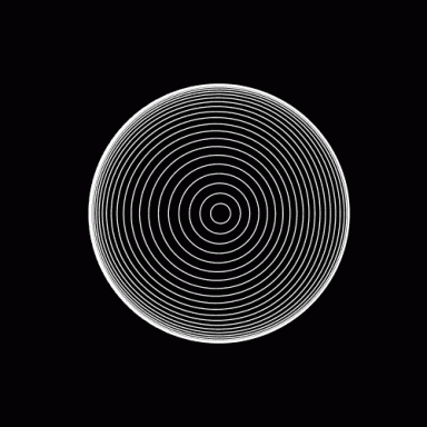 decor video en mapping Cercles concentriques blancs sur fond noir, créant un effet de profondeur.